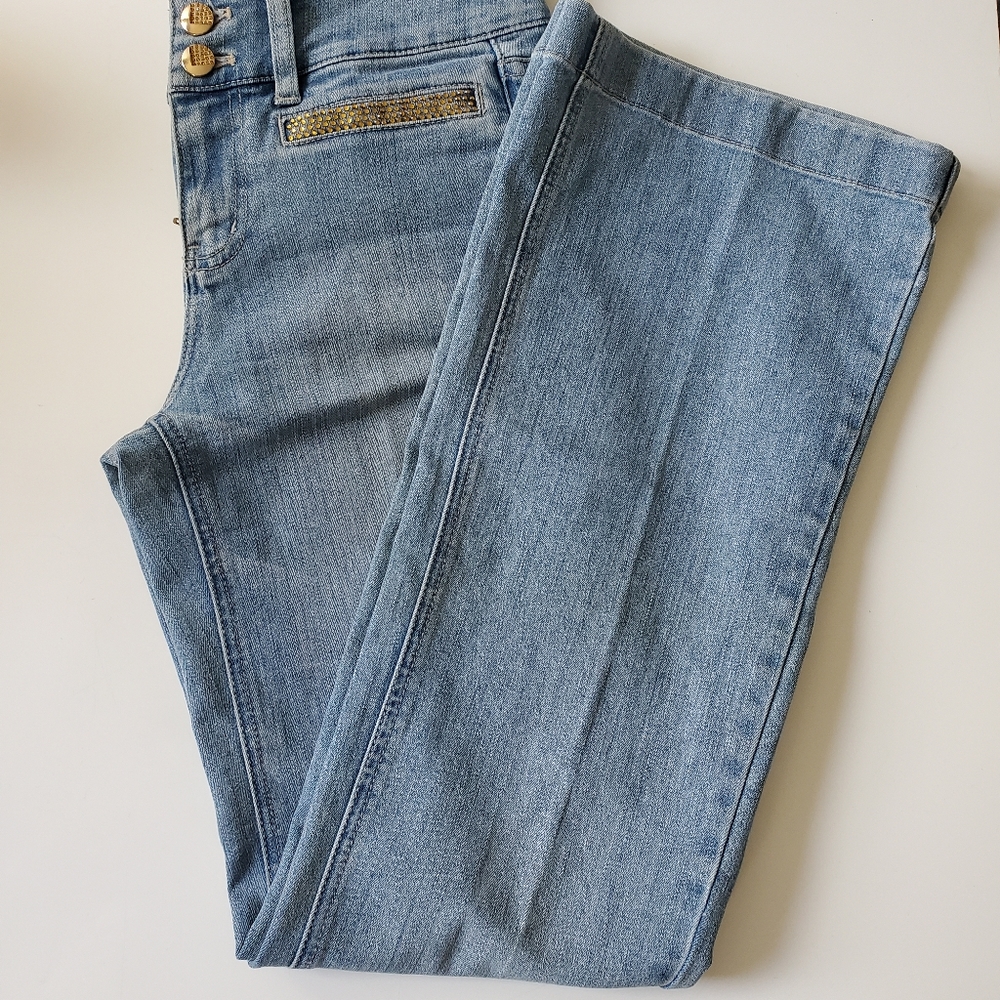 Cache jeans size 6 rhinestone embellished